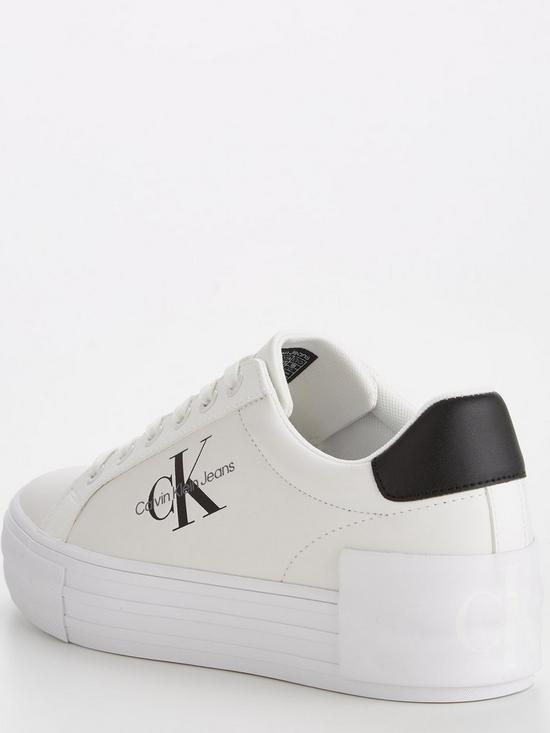 Calvin Klein Jeans Bold Vulc Leather Flatform Trainer - Black/white ...