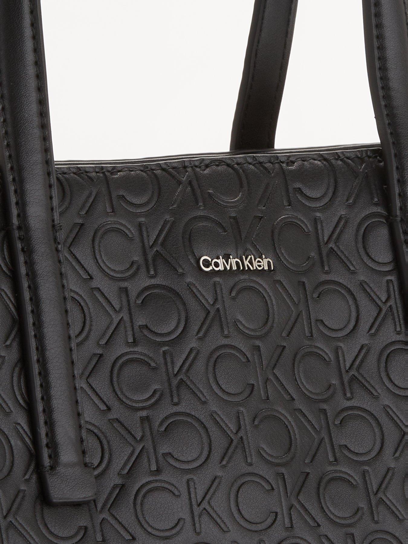 Calvin Klein Embossed Monogram-Pattern Crossbody Bag - Black for Women