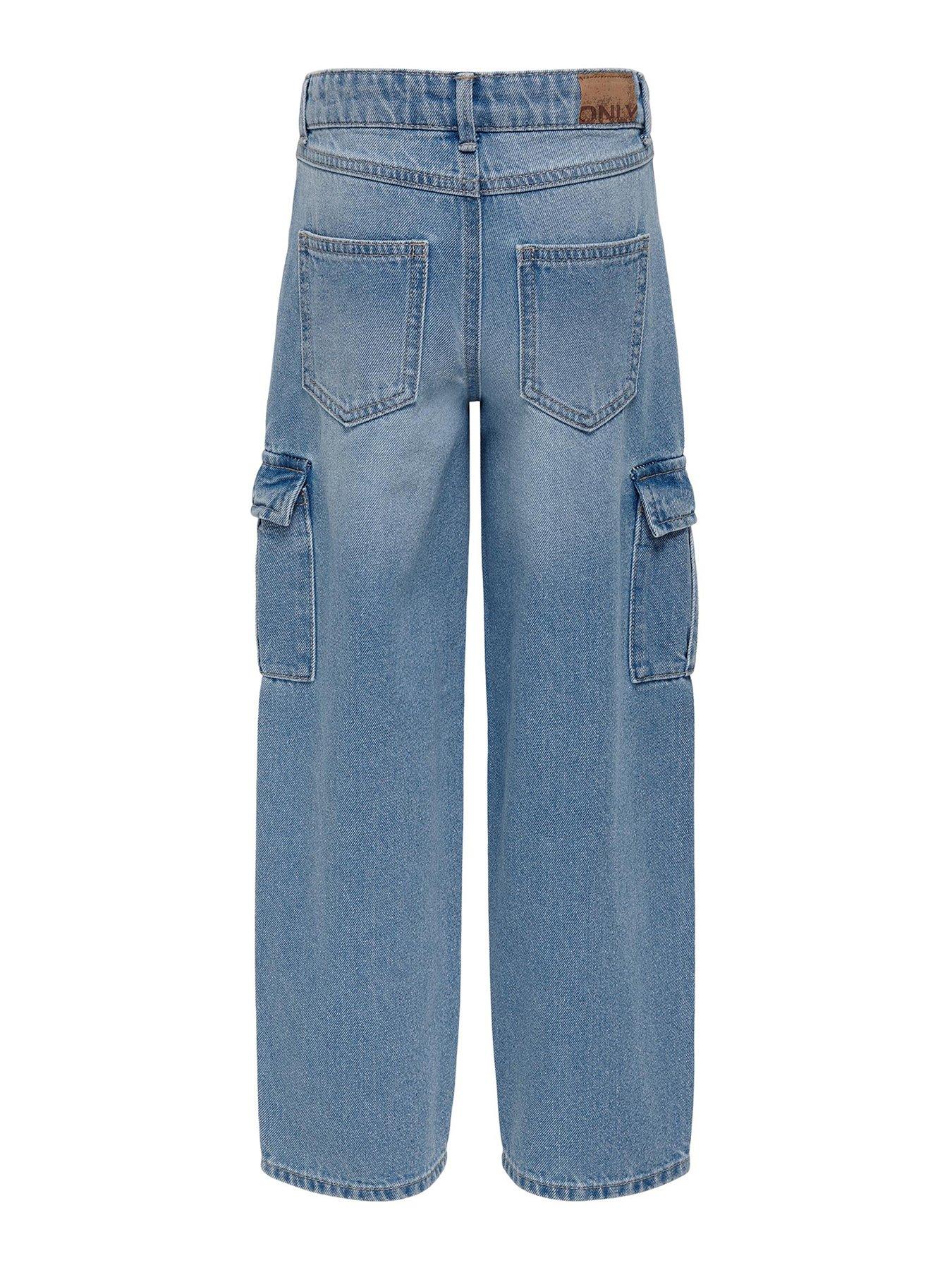 Image 3 of 4 of Only Kids Girls Wide Cargo Jeans - Light Blue Denim