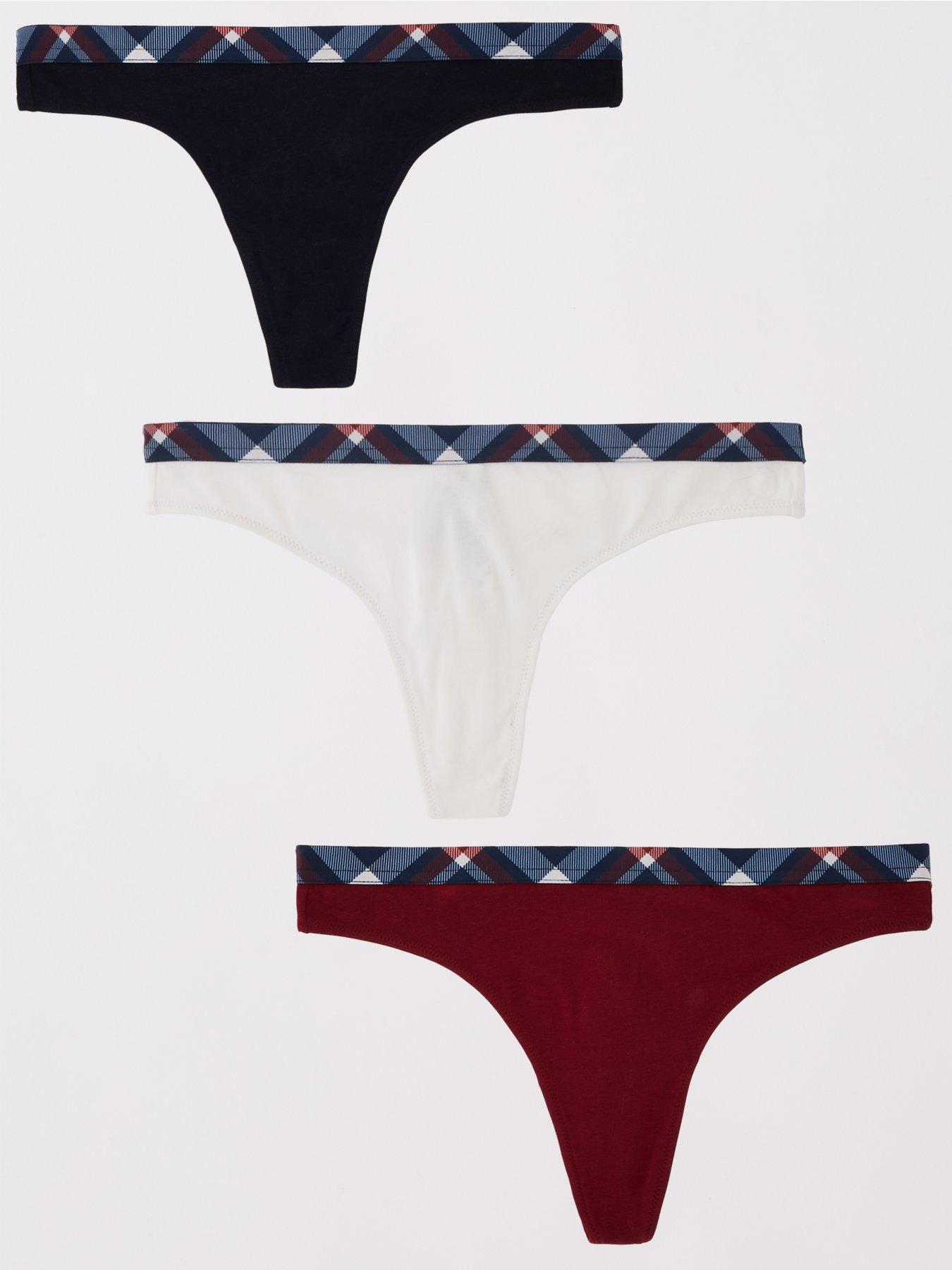 Tommy Hilfiger 3-Pack Check Waistband Thong - Multi