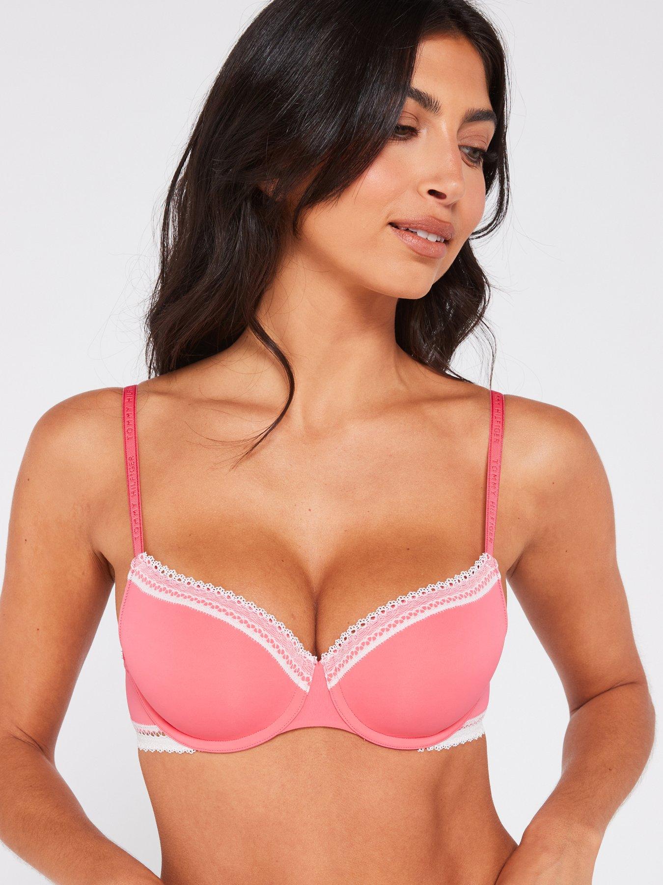 undefined Underwired Lace Trim Bra - Pink
