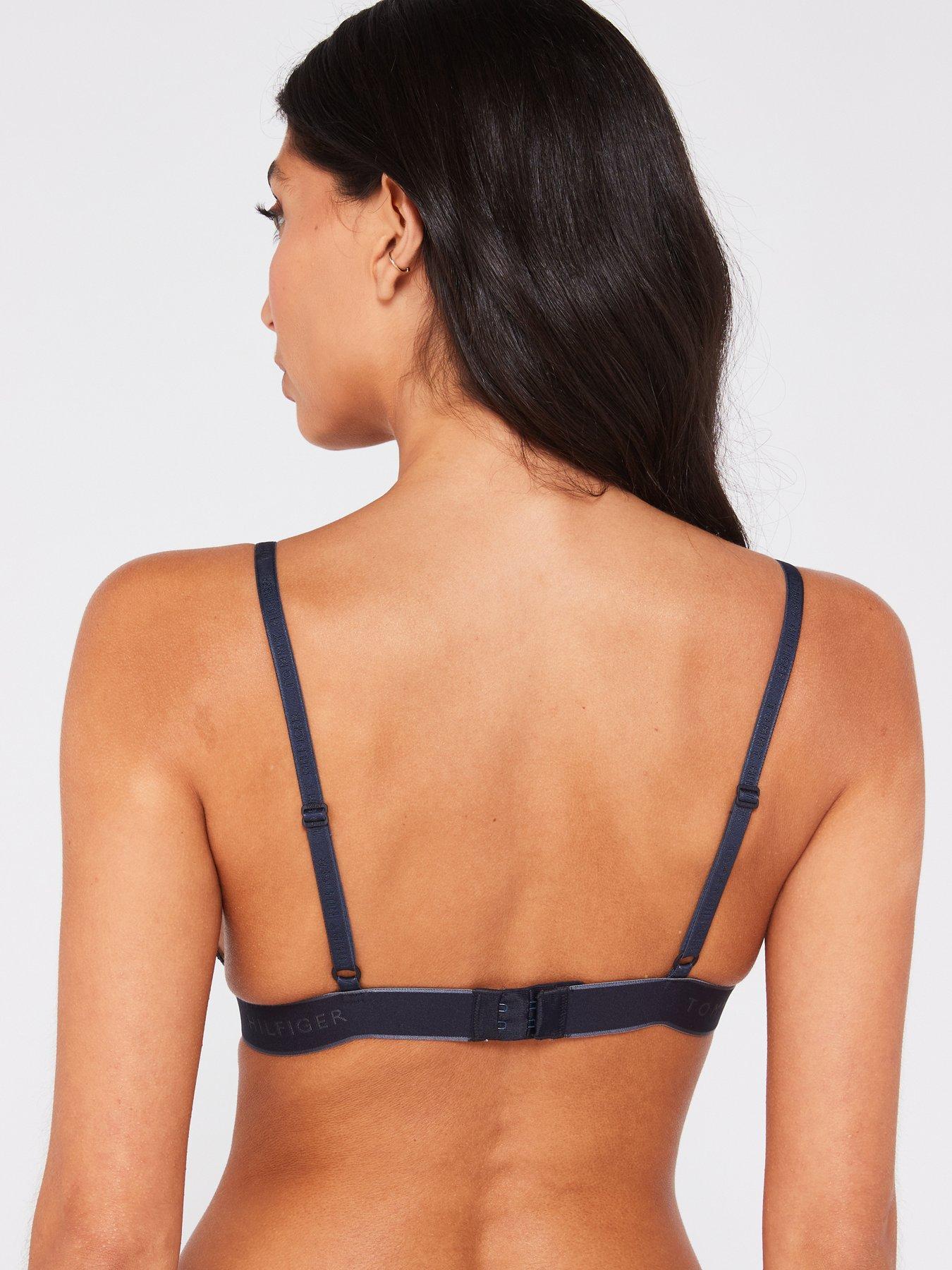 Tommy Hilfiger Lace Trim Satin Triangle Bra - Navy