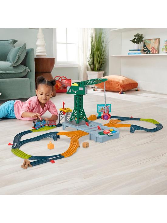 front image of thomas-friends-talking-cranky-delivery-train-set