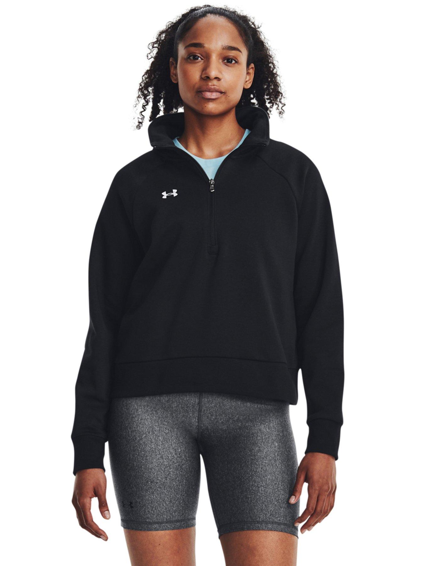 UNDER ARMOUR Women's Training Rival Fleece 1/2 Zip Top - Black/White