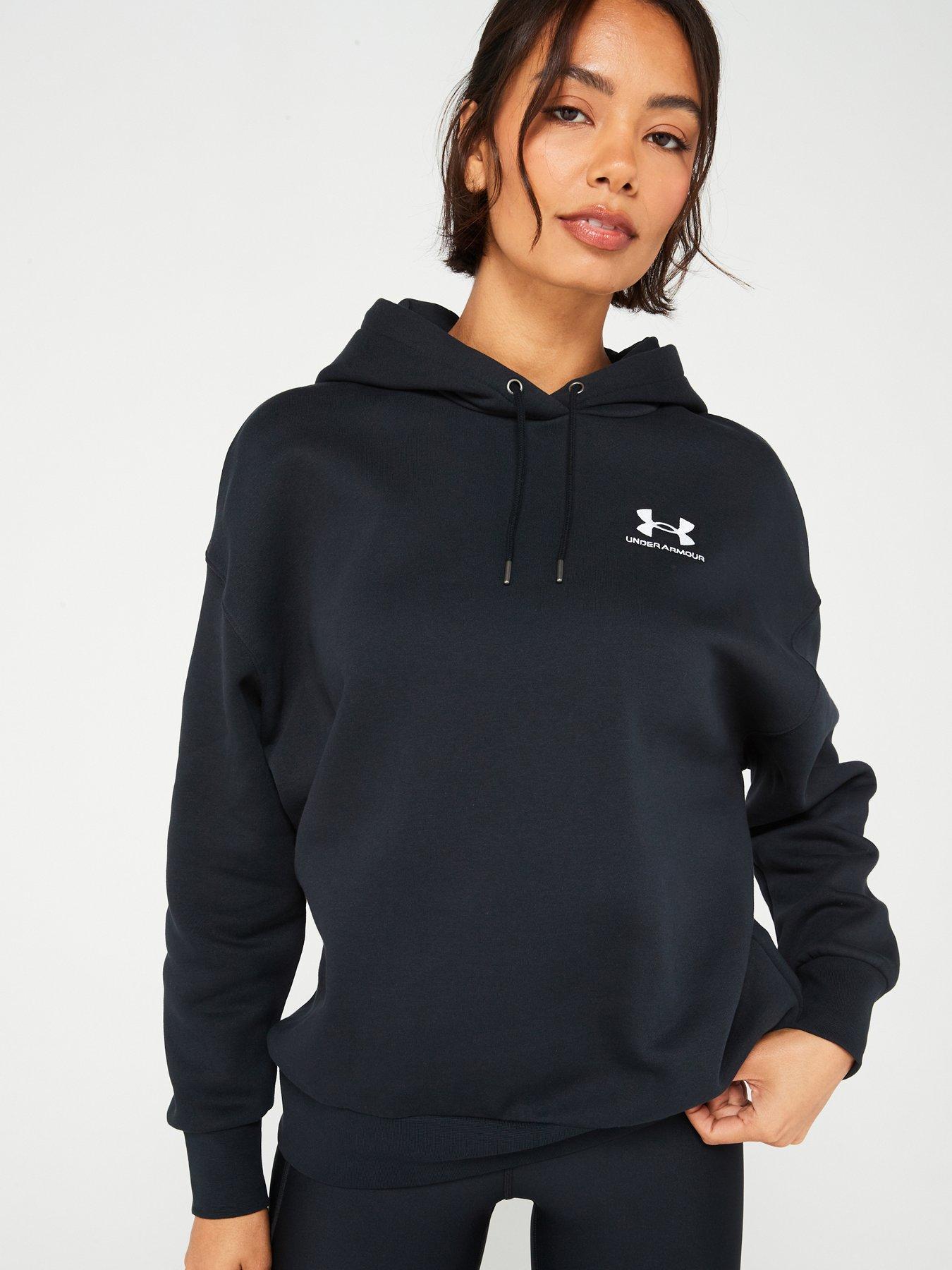 undefined Womens Training Essentials Fleece Hoodie - Black/White