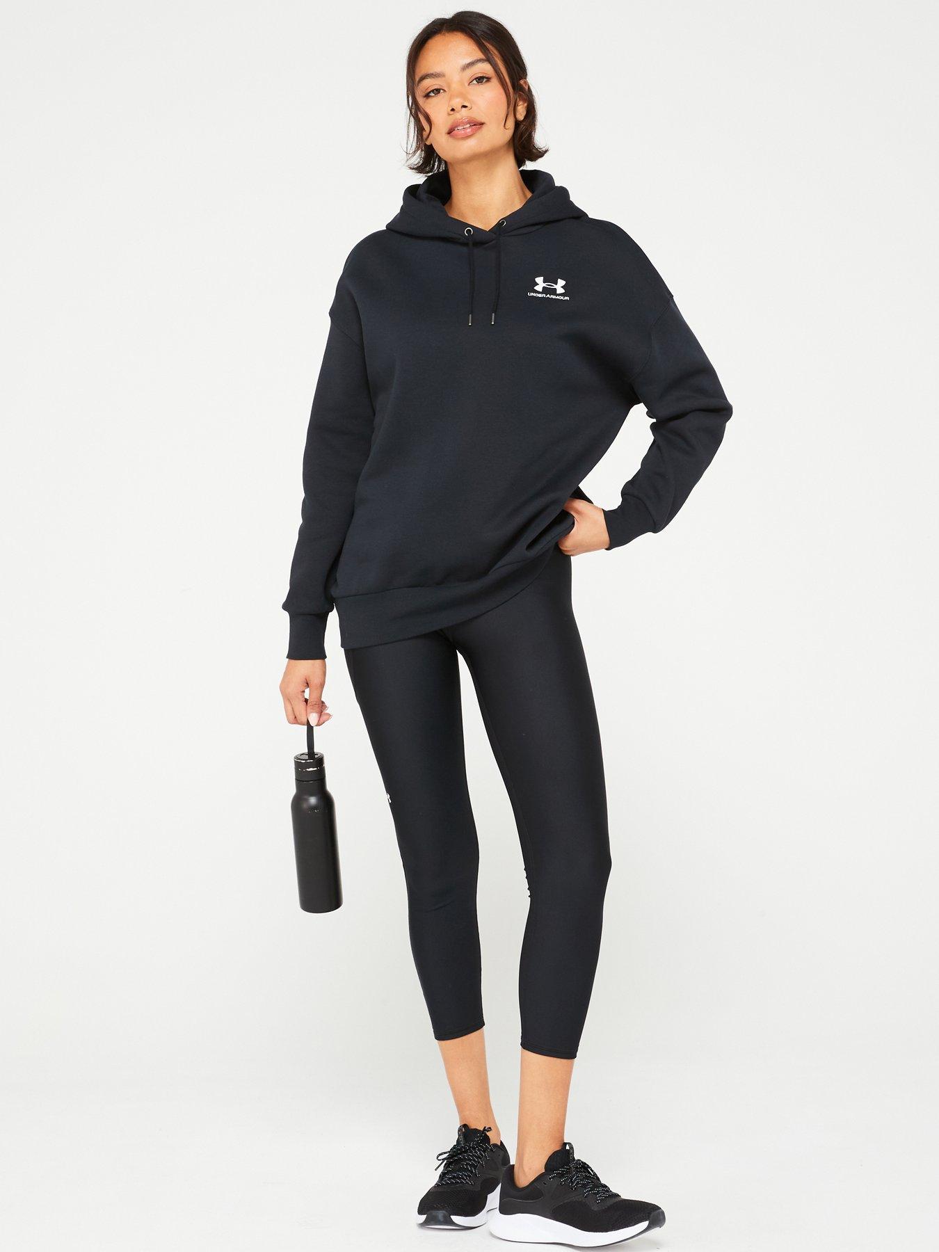 Under Armour Womens Training Essentials Fleece Hoodie Blackwhite Uk 0900