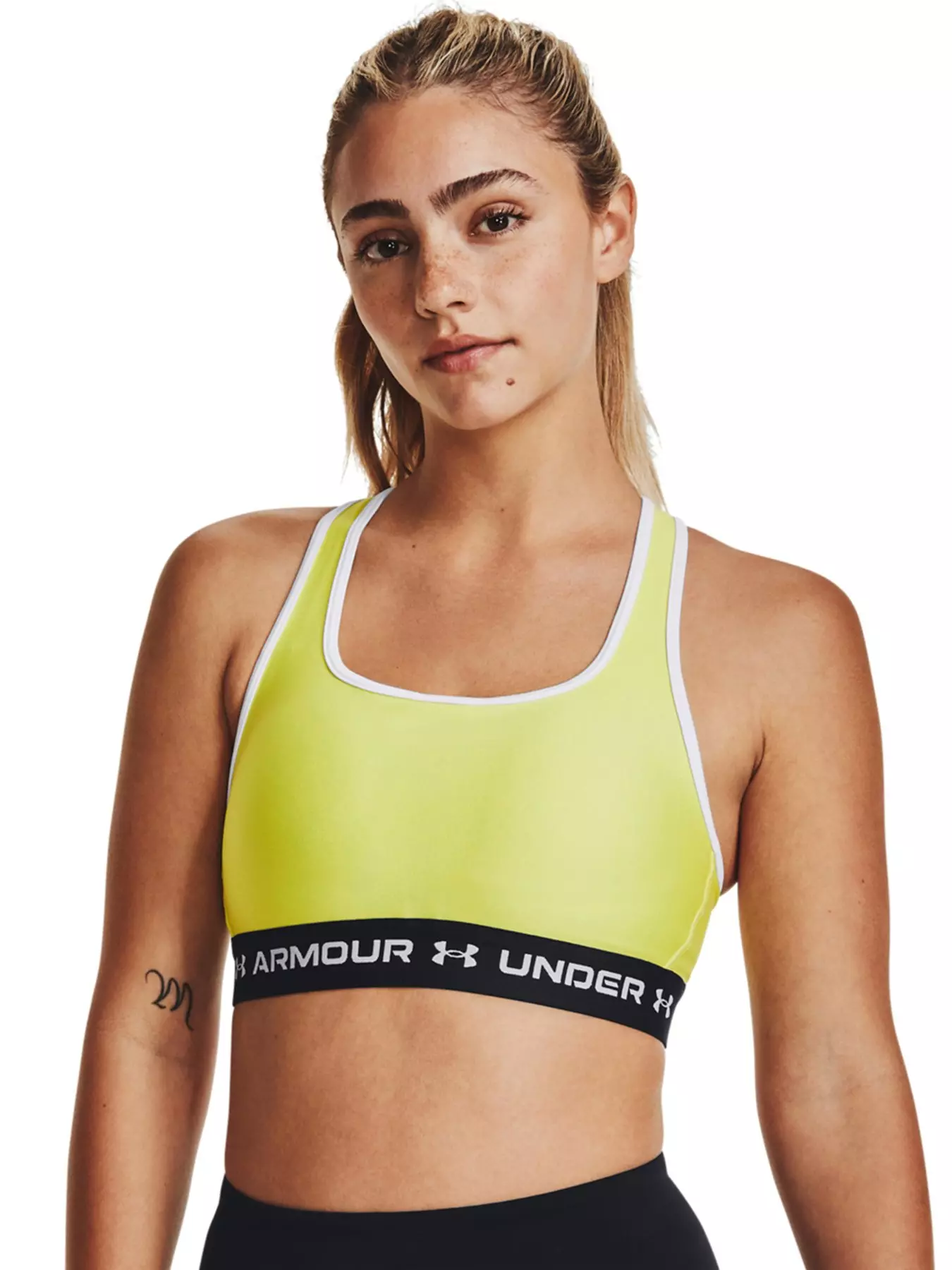 Under Armour Womens Heathered Cross Back Medium Support Compression Sports  Bra 