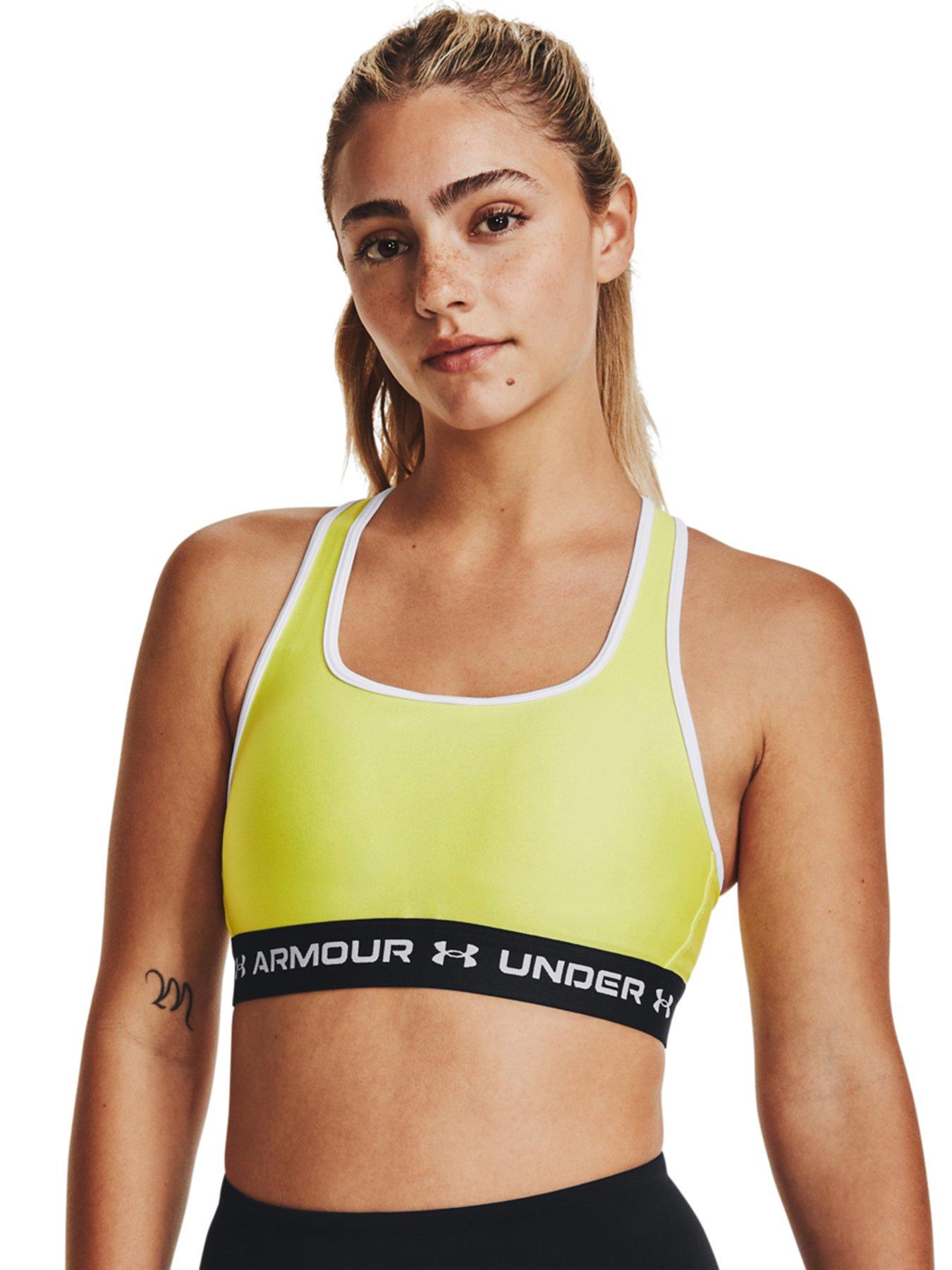 Training Heat Gear Armour Medium Support Crossback Sports Bra Yellow