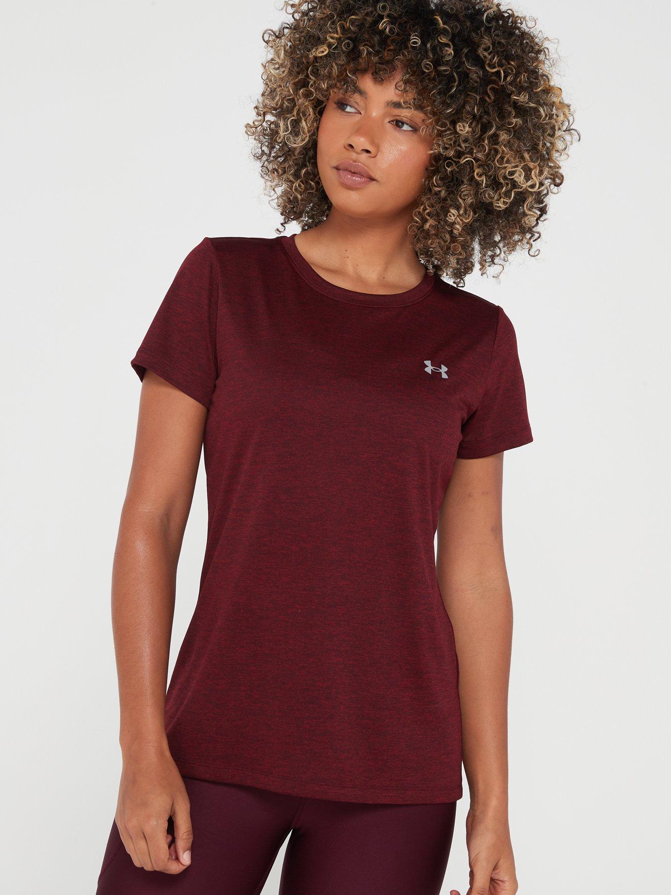 UNDER ARMOUR Training Tech Crew Neck T-Shirt - Dark Red | very.co.uk