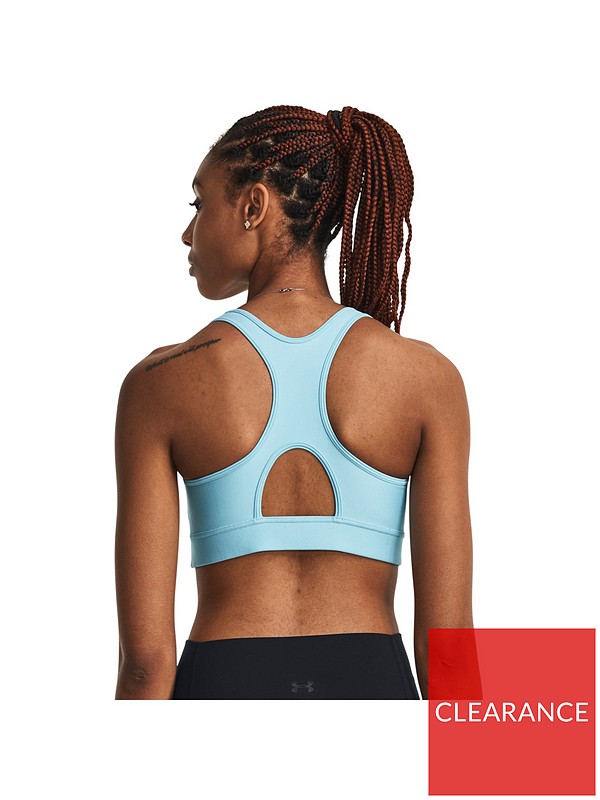 Womens Training Heat Gear Armour Cross Back Short Sleeve Mid Bra - Blue