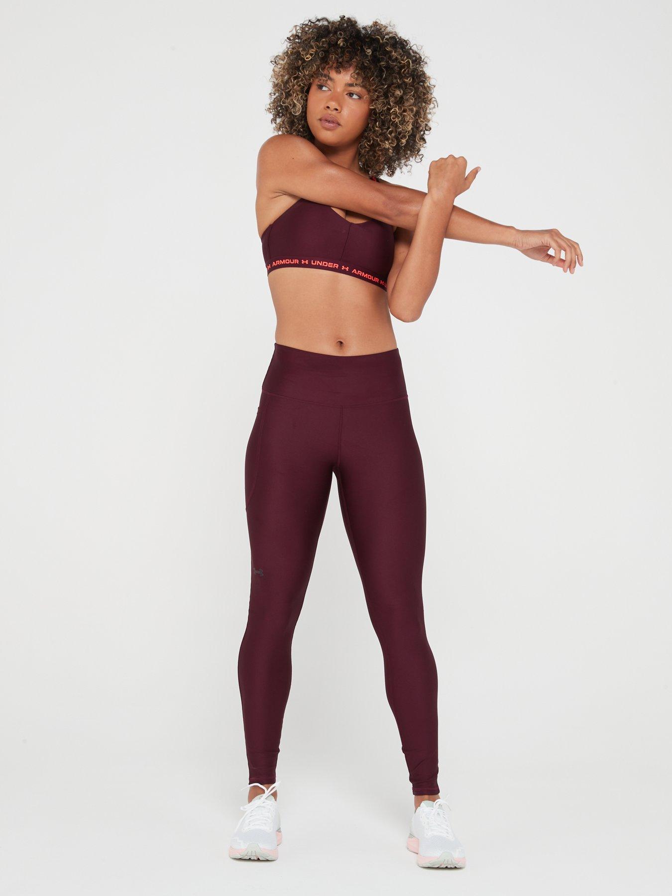 Medium Compression Waisted Leggings with Burgundy Leg Panel– TLC Sport