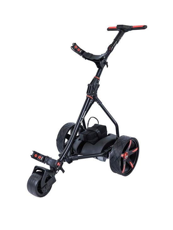 front image of ben-sayers-18-hole-lithium-battery-electric-trolley-blackred
