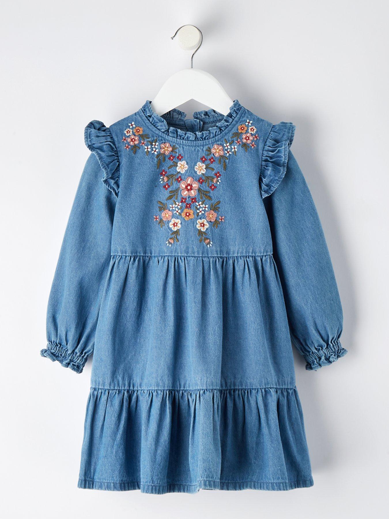 Embroidered store jean dress