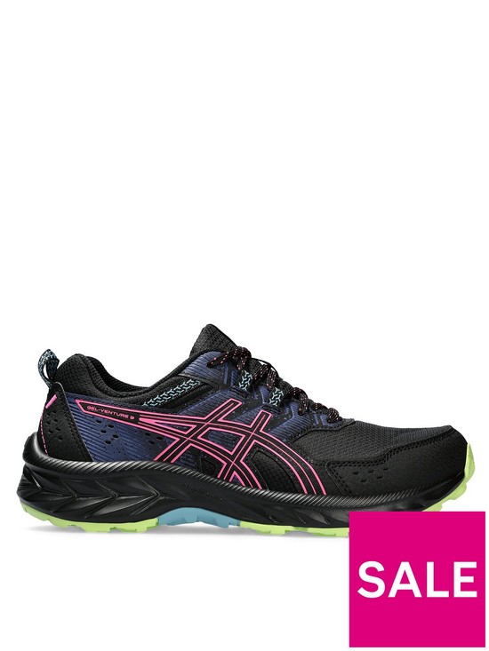 front image of asics-womens-gel-venture-9-trail-running-trainers-blackpink