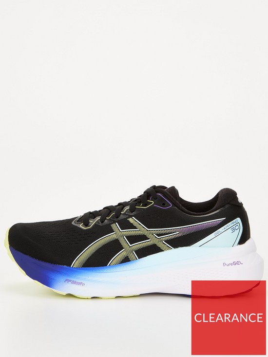 front image of asics-womensnbspgel-kayano-30-running-trainers-blackyellow