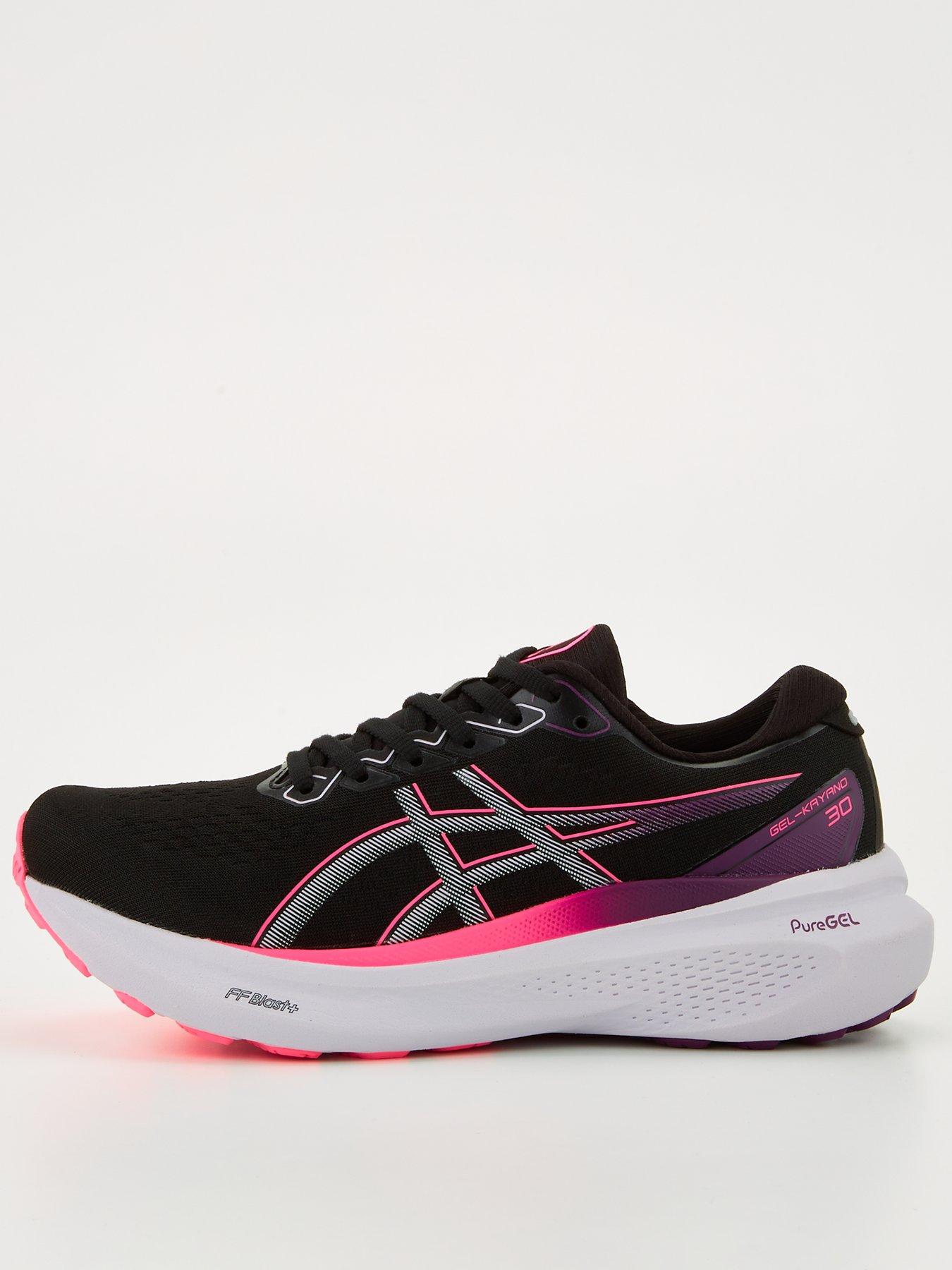 Asics trainers outlet black and pink