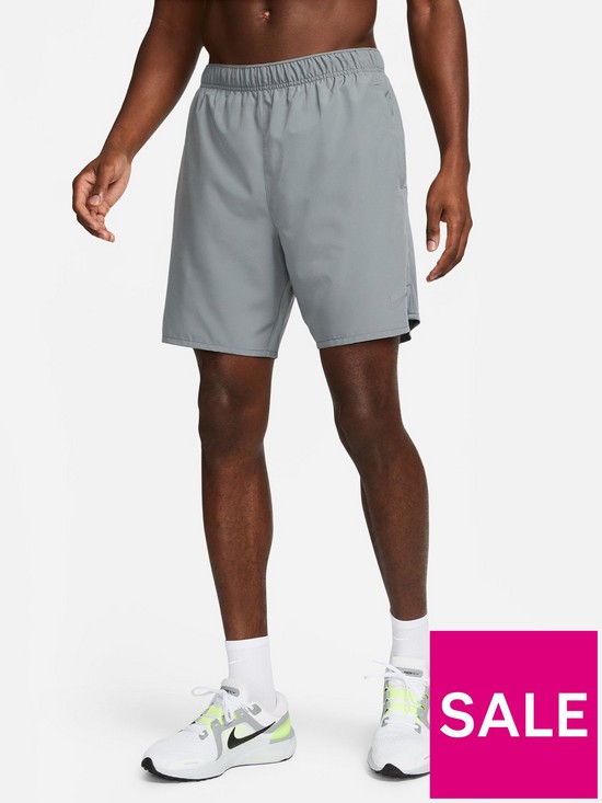 front image of nike-run-challenger-dri-fit-2-in-1-running-shorts-grey