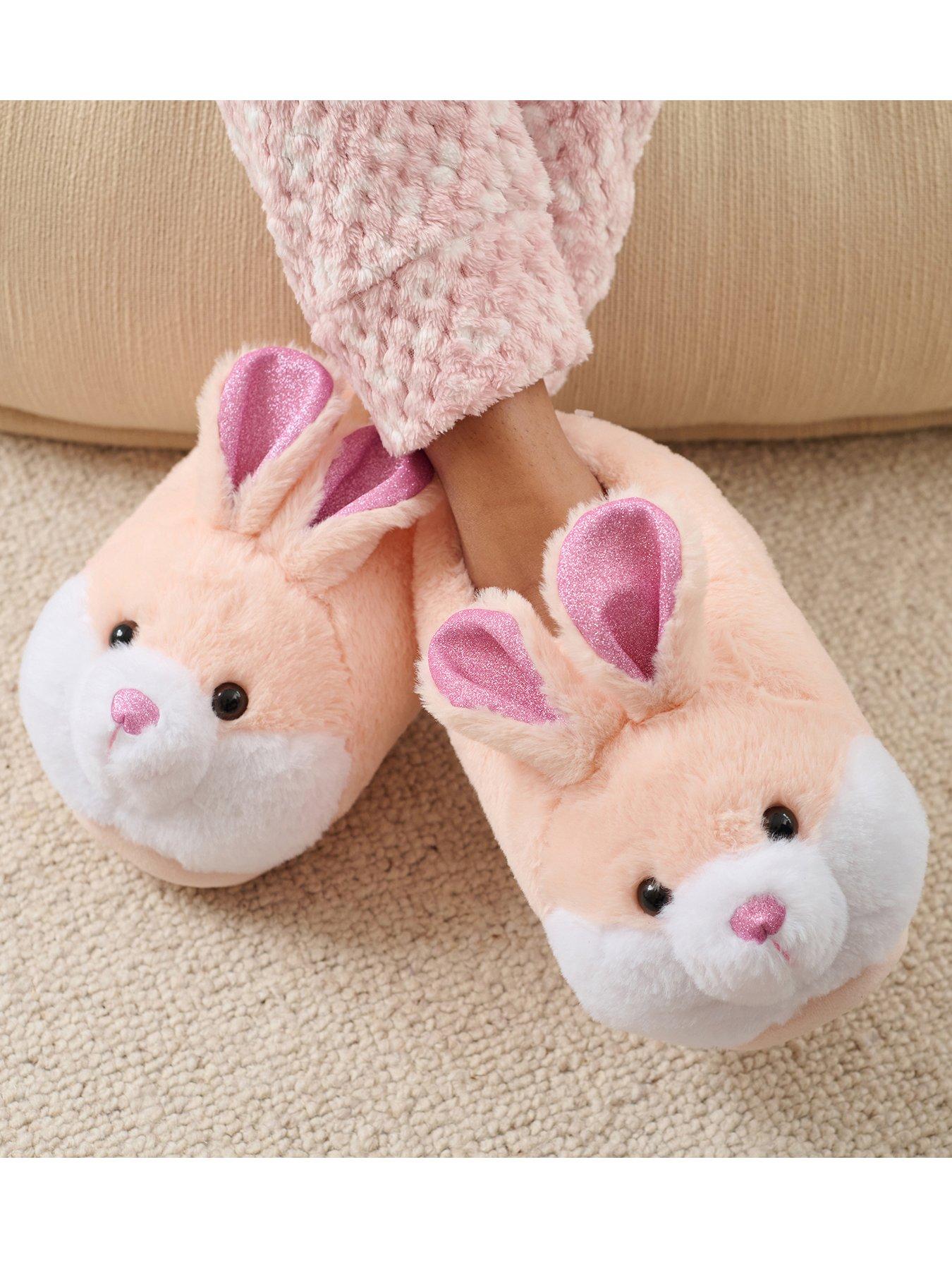 Pink Bunny Slippers  Rabbit Animal Slippers