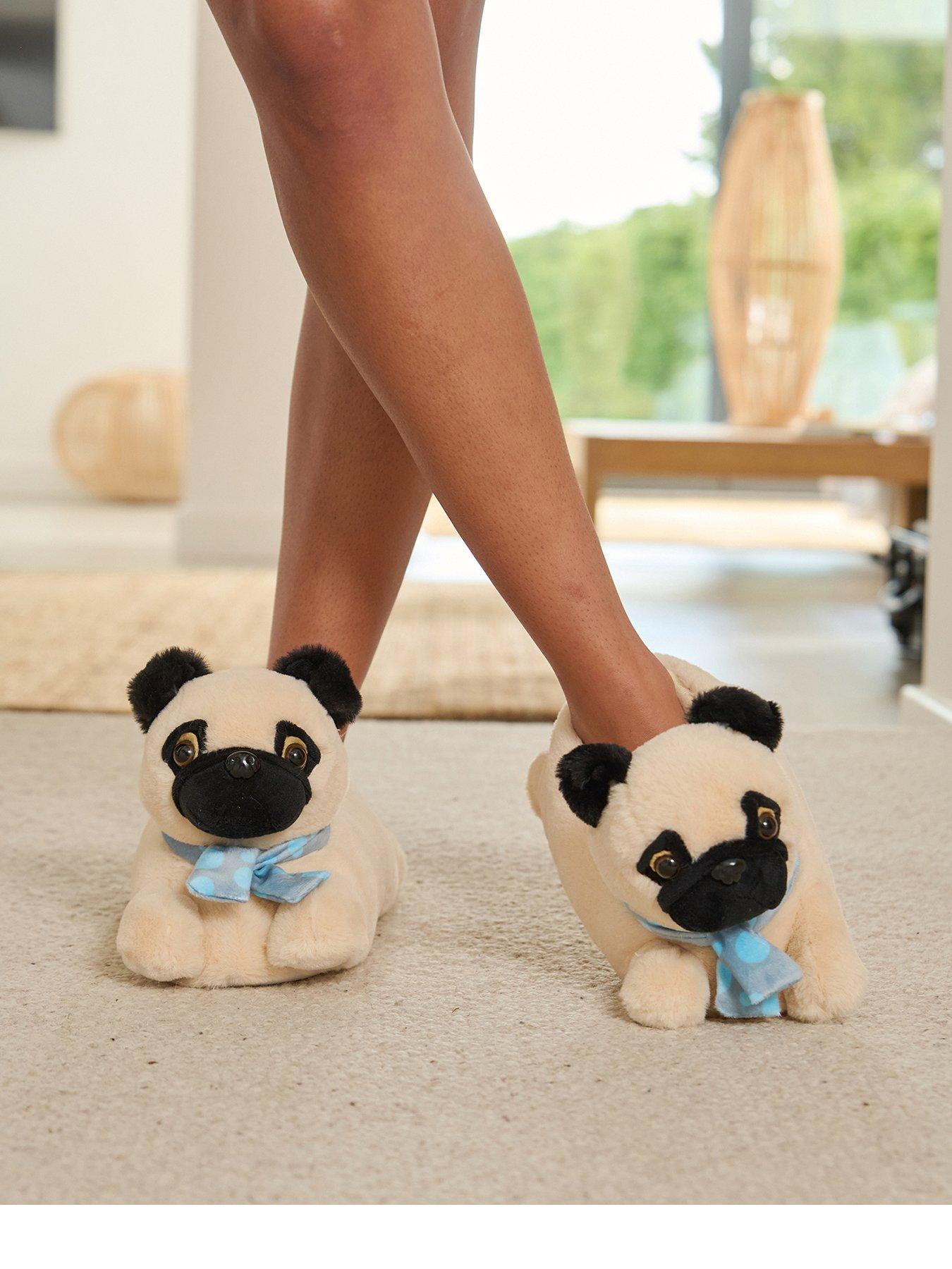 Loungeable Pug In A Scarf Slipper Multi Very