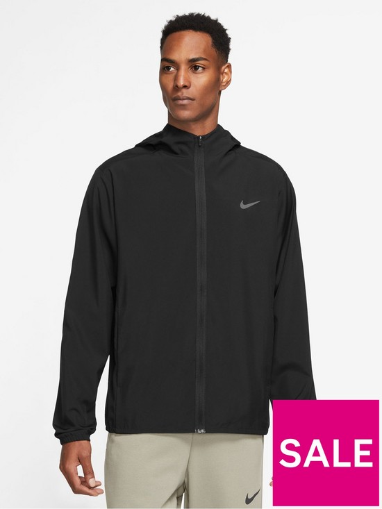 front image of nike-dri-fit-from-hooded-jacket-black