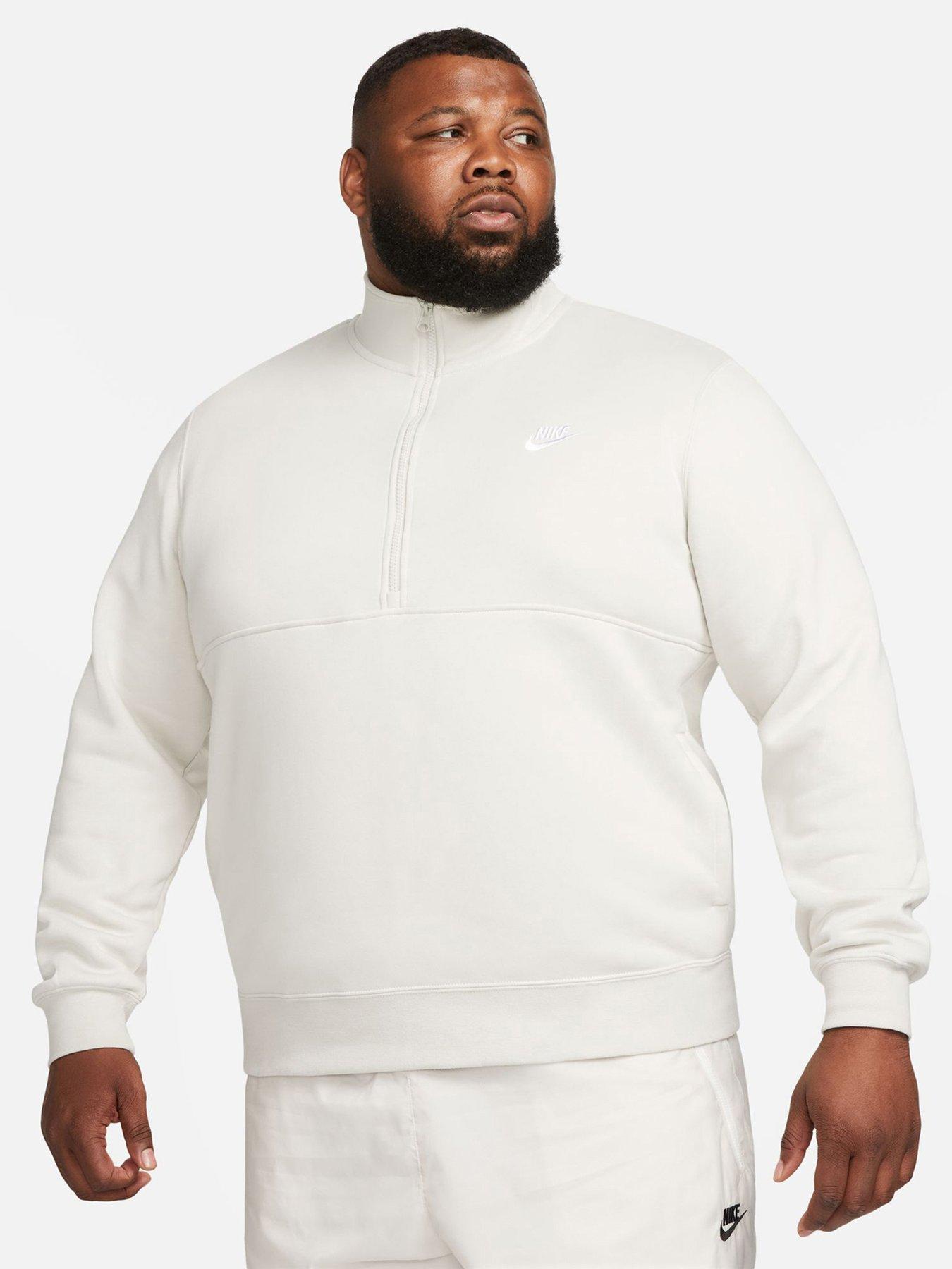 Nike Club Half Zip Top (Plus Size) - Light Grey | Very.co.uk