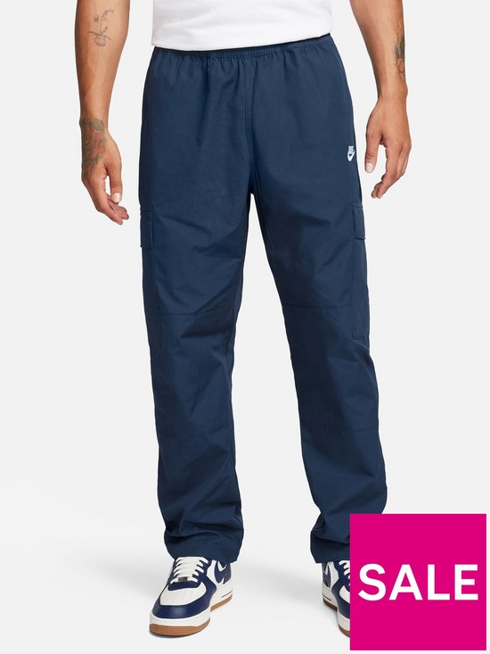 front image of nike-club-cargo-woven-pants-navy