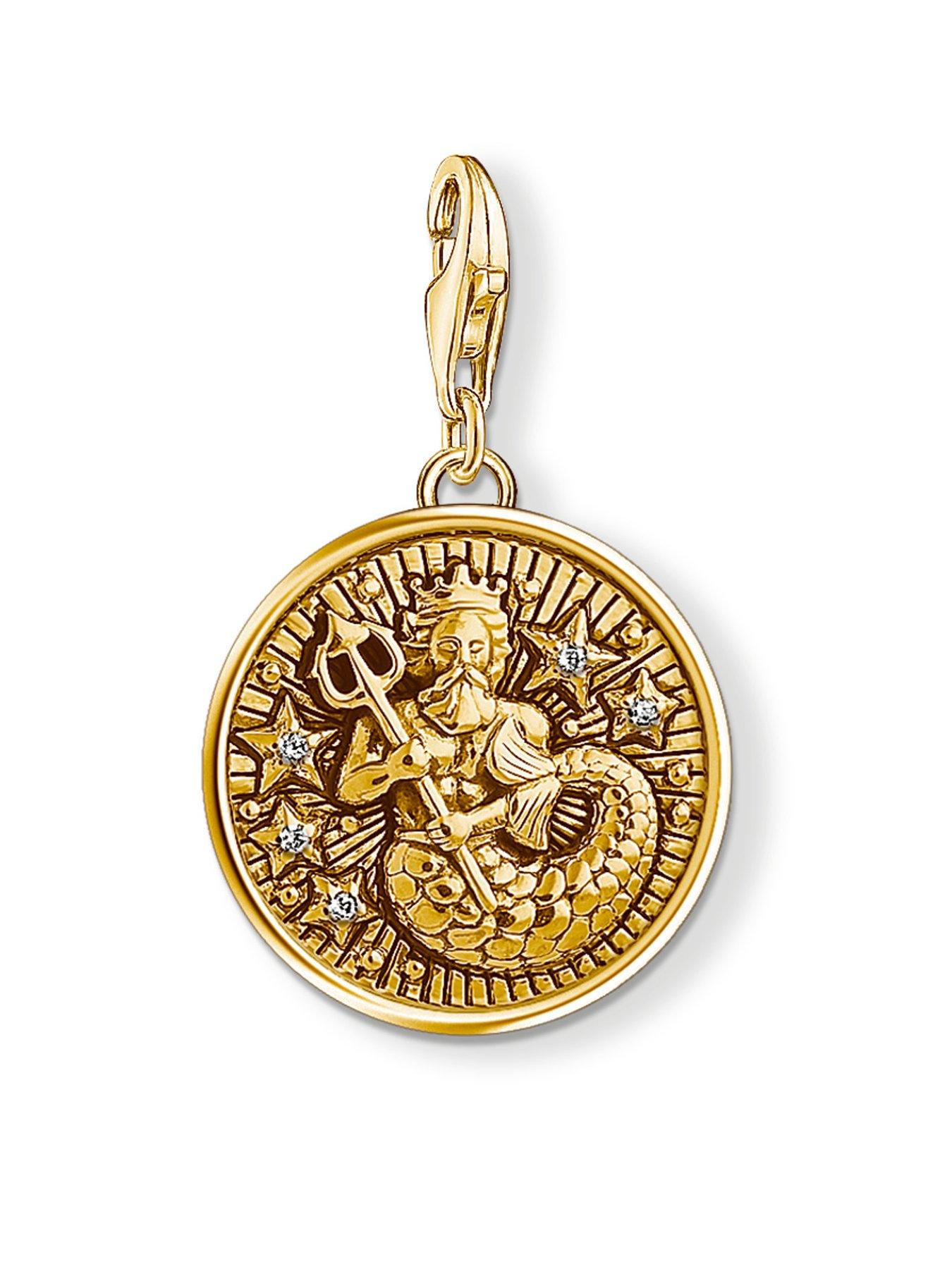 Product photograph of Thomas Sabo Charm Club Sterling Silver Gold Plated Zodiac Charm from very.co.uk