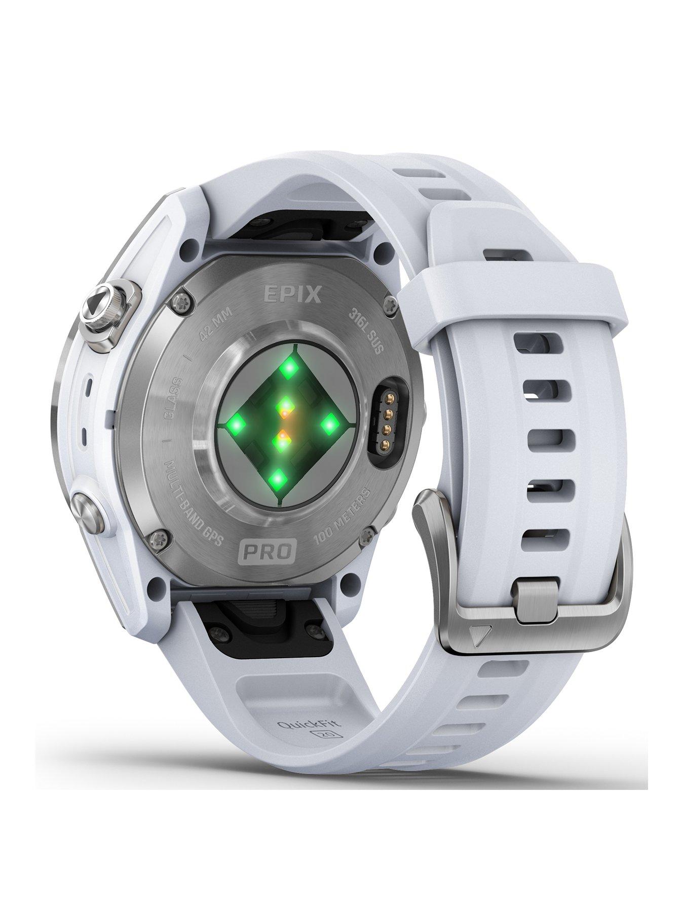 Image 2 of 6 of Garmin Epix Pro 42mm, Stainless Steel, White Stone Band