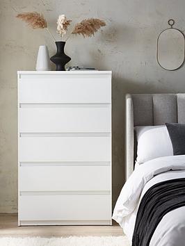 Product photograph of Everyday Lisson 5 Drawer Chest - White - Fsc Reg Certified from very.co.uk