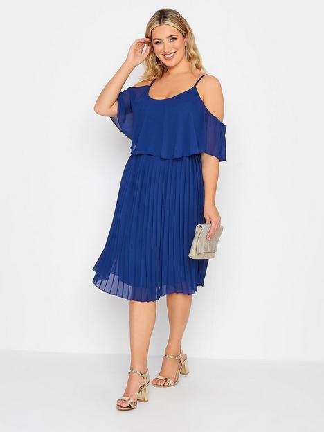 yours-pleat-overlay-dress-blue
