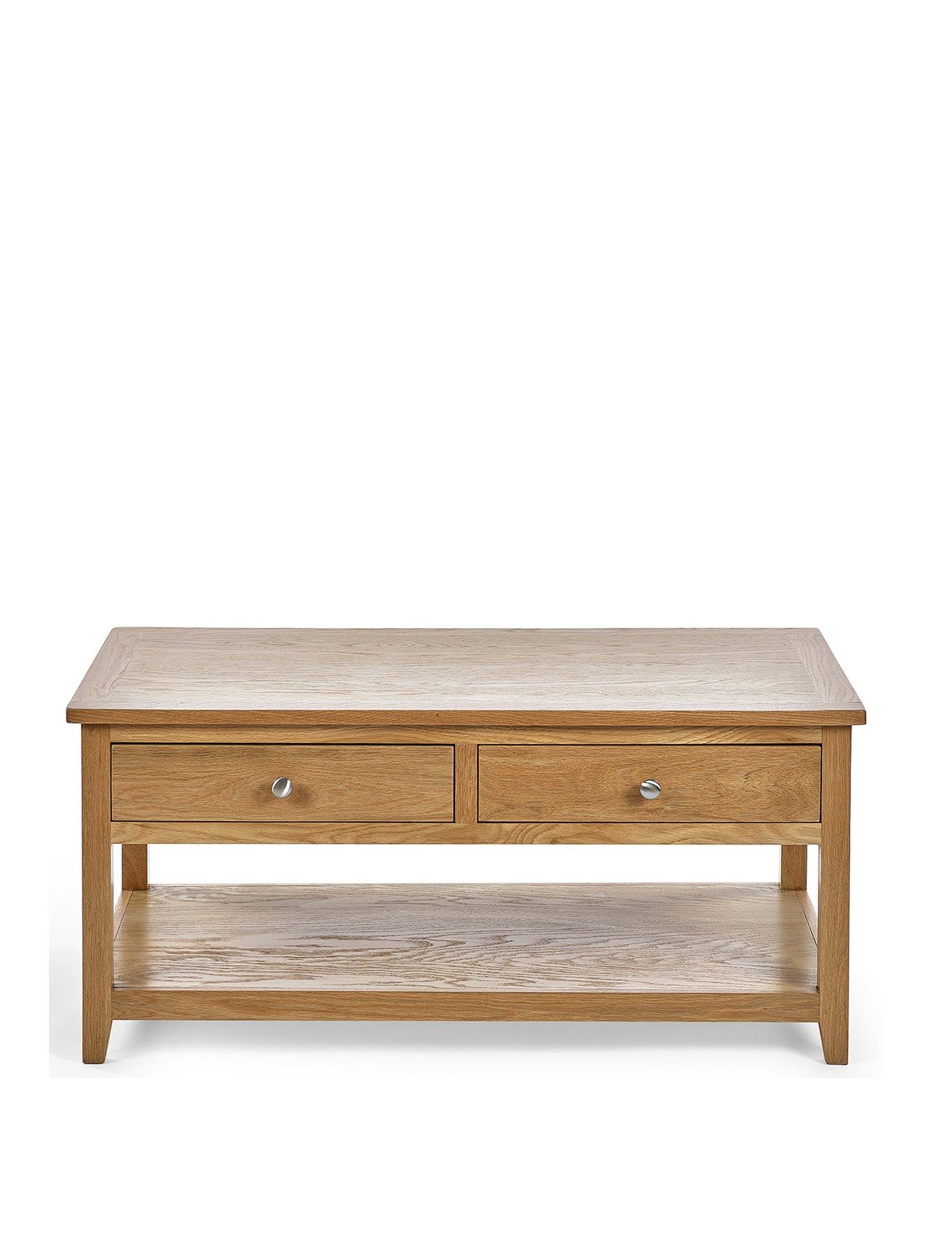 Image 2 of 5 of Julian Bowen Mallory Ready Assembled Solid Oak/Oak Veneer 2 Drawer Coffee Table