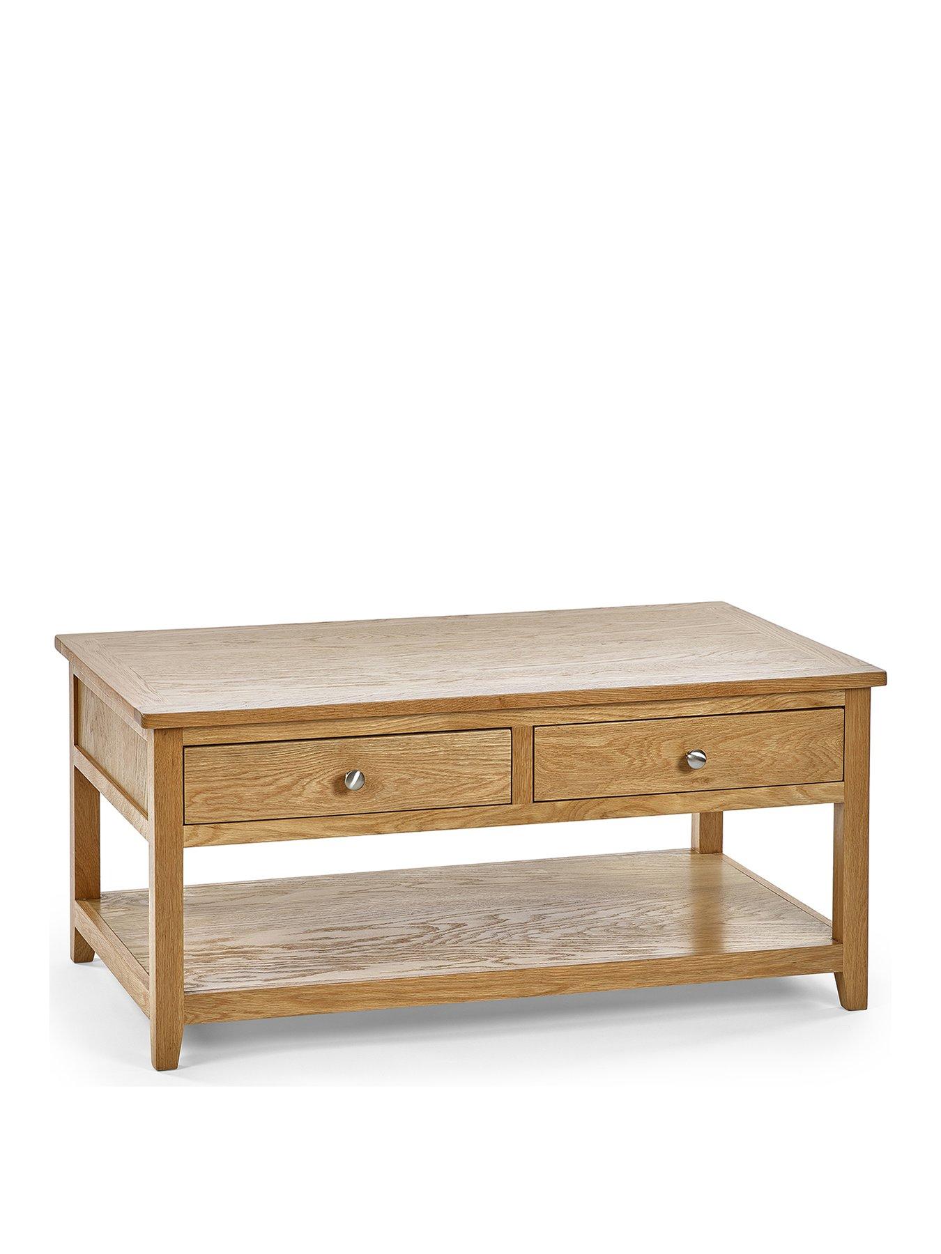Image 3 of 5 of Julian Bowen Mallory Ready Assembled Solid Oak/Oak Veneer 2 Drawer Coffee Table