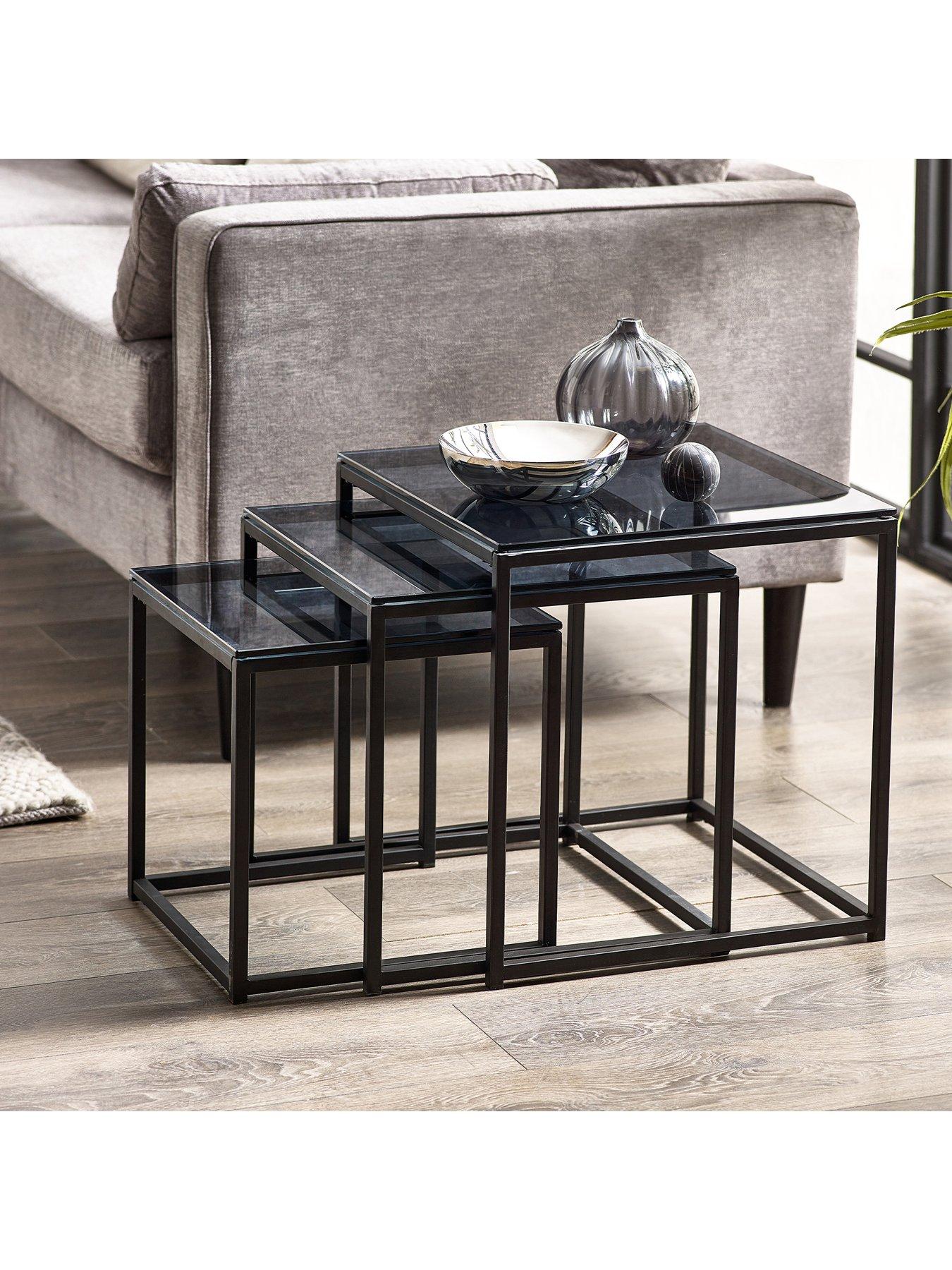 undefined Chicago Square Nest of 3 Tables - Black