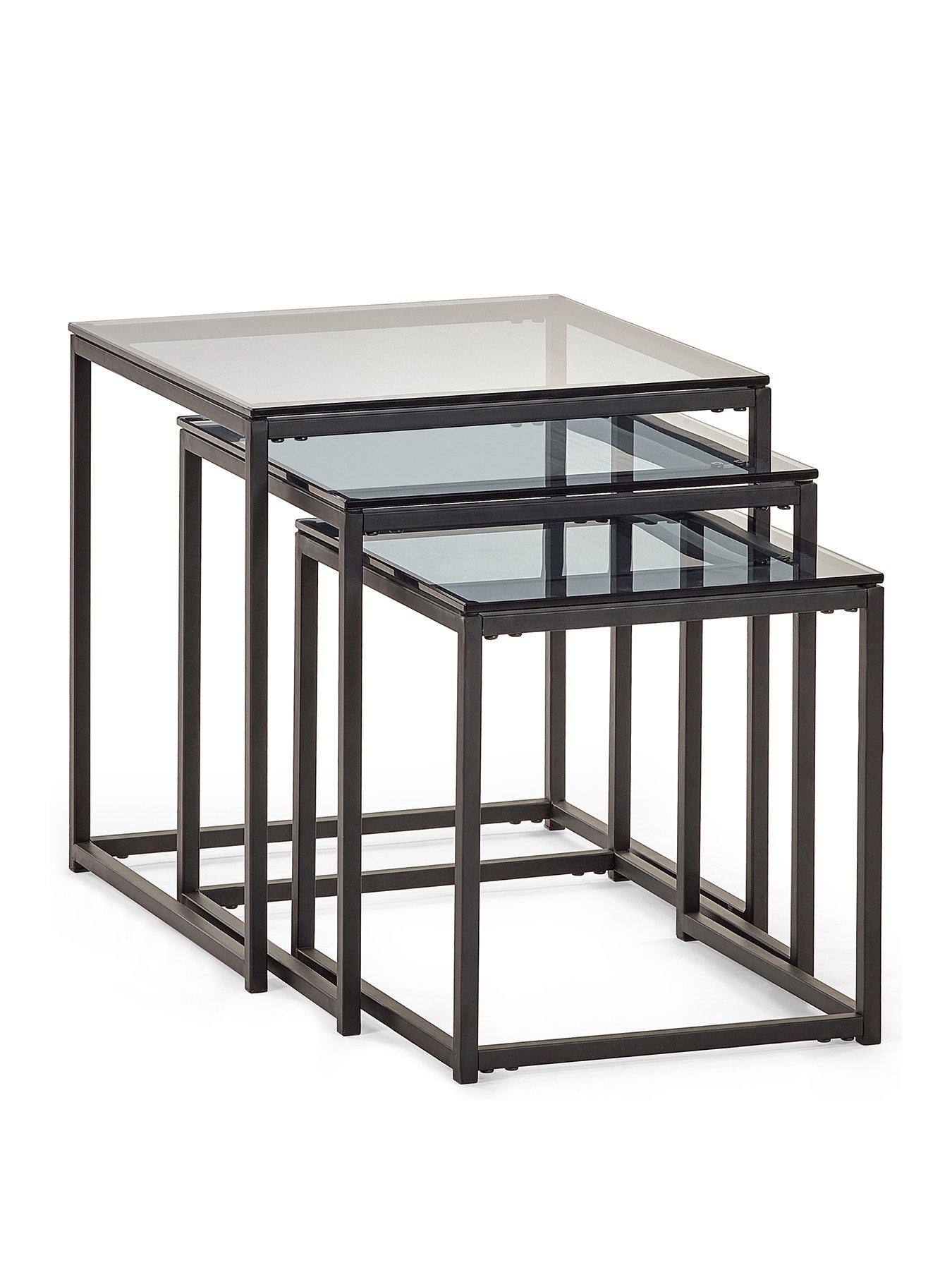 Image 3 of 4 of Julian Bowen Chicago Square Nest of 3 Tables - Black