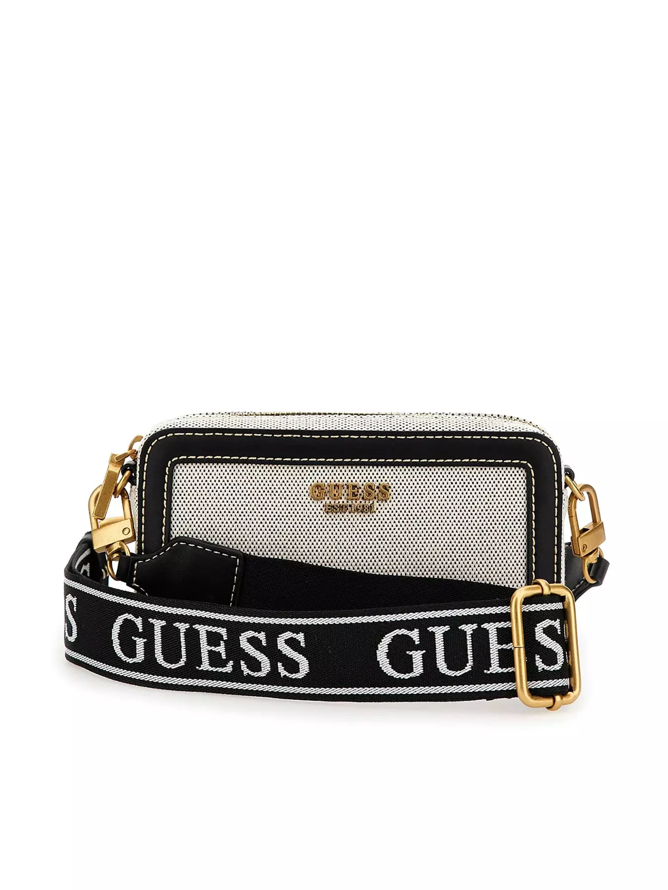 Guess Red Katey Logo Strip Crossbody Bag