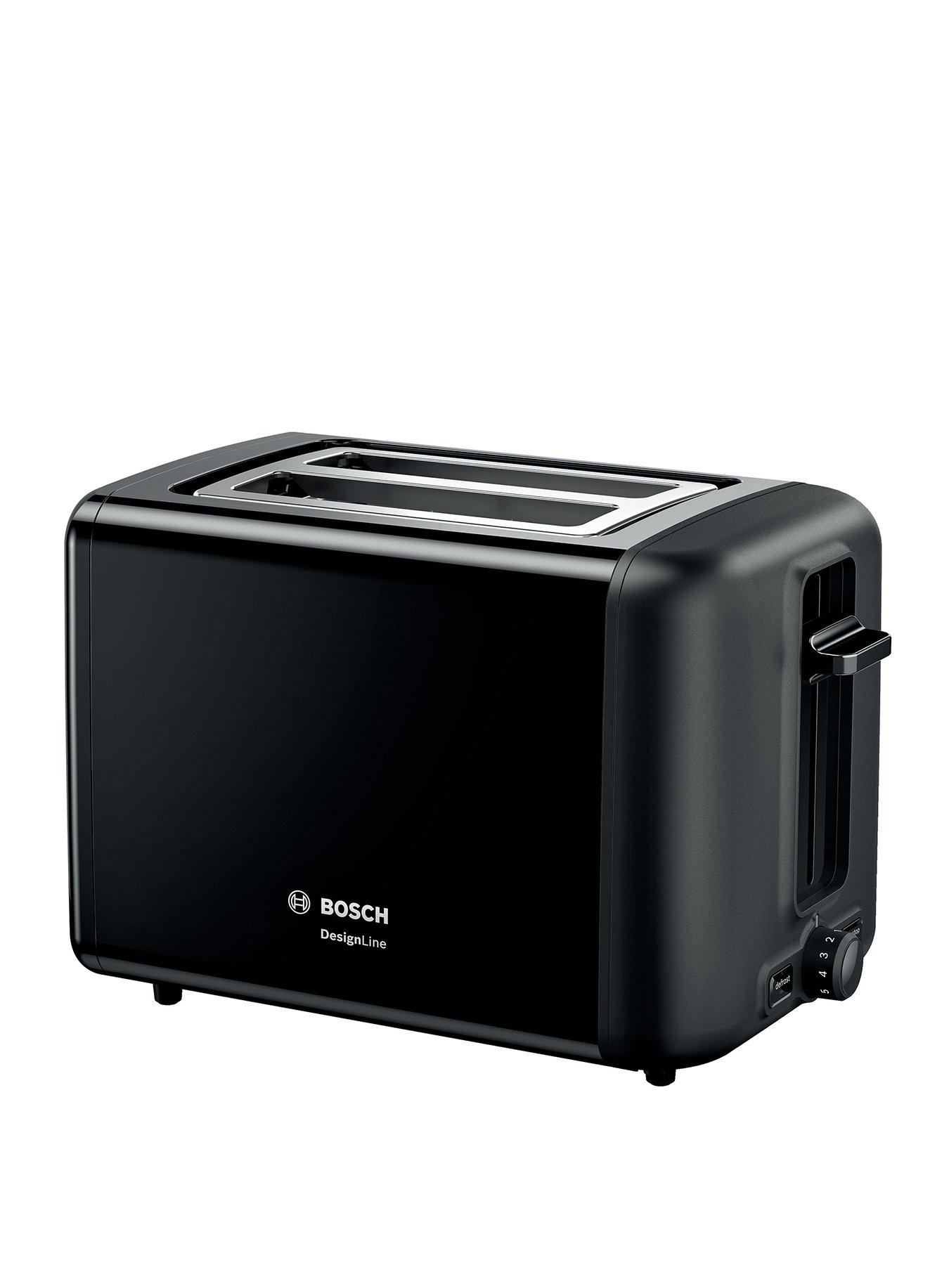 Image 1 of 7 of Bosch DesignLine TAT3P420GB 2-Slice&nbsp;Stainless Steel Toaster with 6 variable browning levels - Black