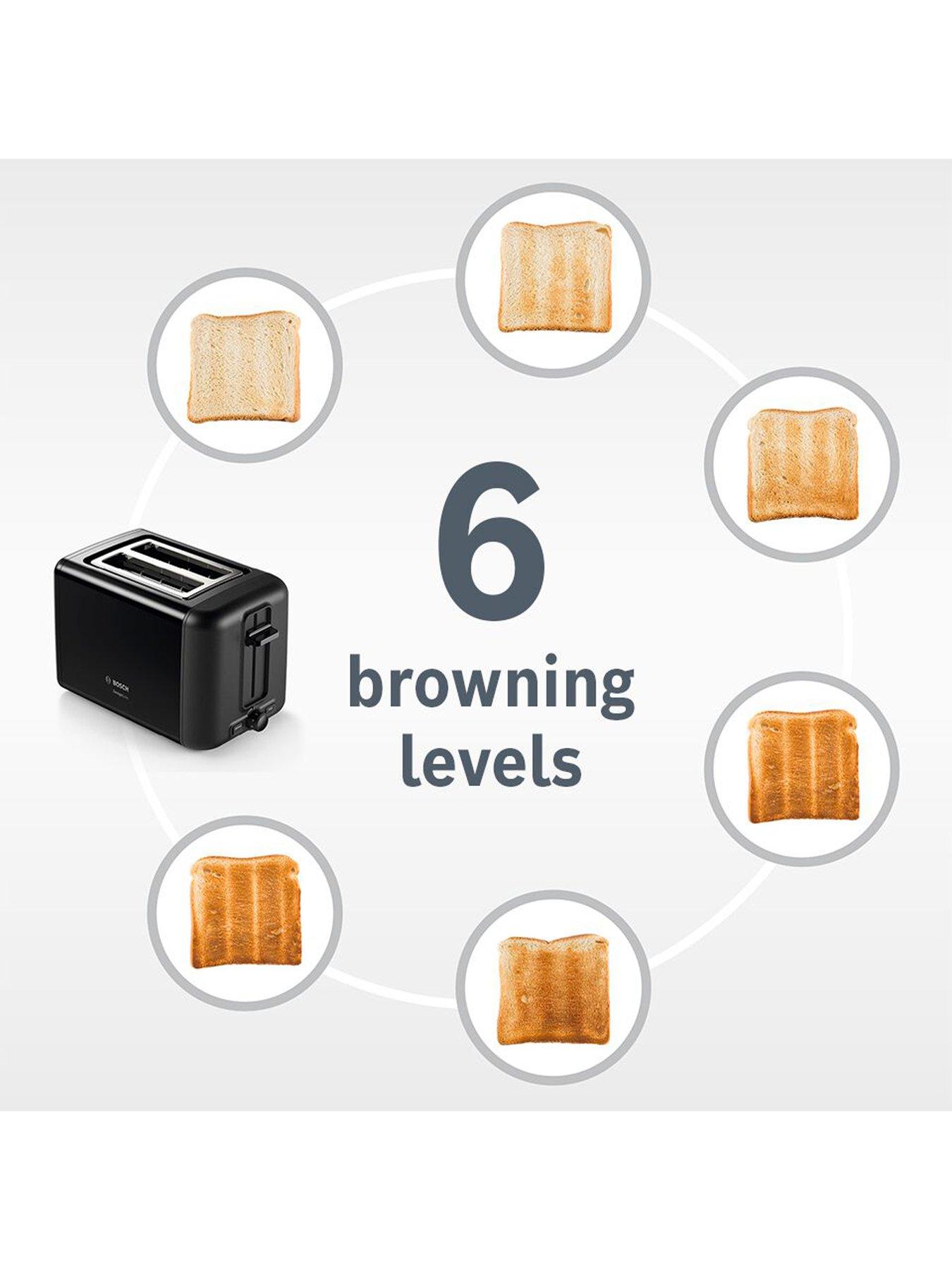 Image 5 of 7 of Bosch DesignLine TAT3P420GB 2-Slice&nbsp;Stainless Steel Toaster with 6 variable browning levels - Black