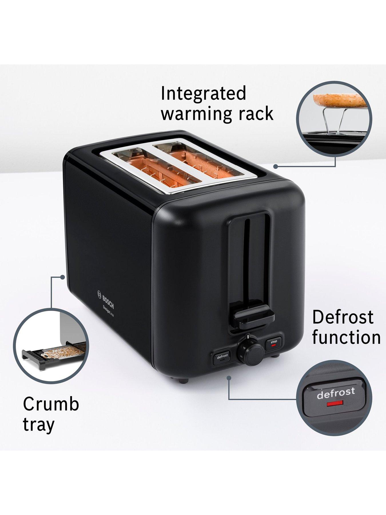Image 6 of 7 of Bosch DesignLine TAT3P420GB 2-Slice&nbsp;Stainless Steel Toaster with 6 variable browning levels - Black