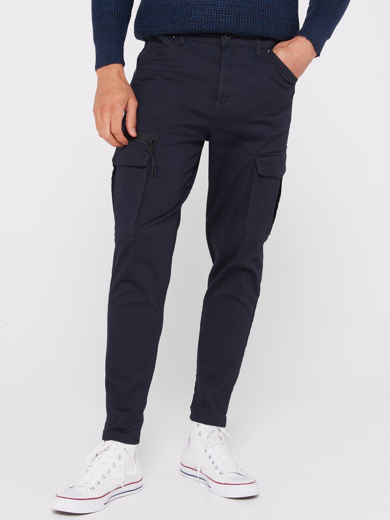 Jack & Jones Ace Carrot Fit Cargo Trousers - Navy | Very.co.uk