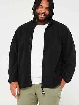 jack & jones jack & jones plus zip through fleece jacket - black