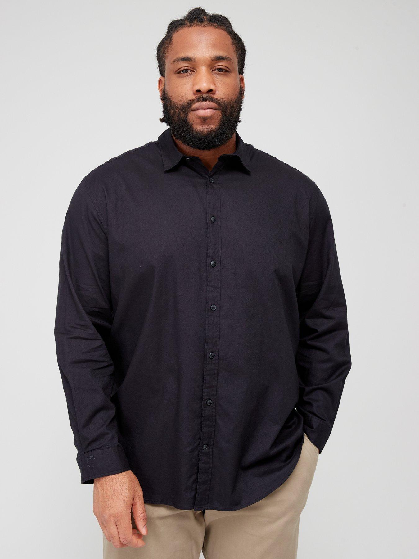 Black long sleeve 2024 slim fit shirt