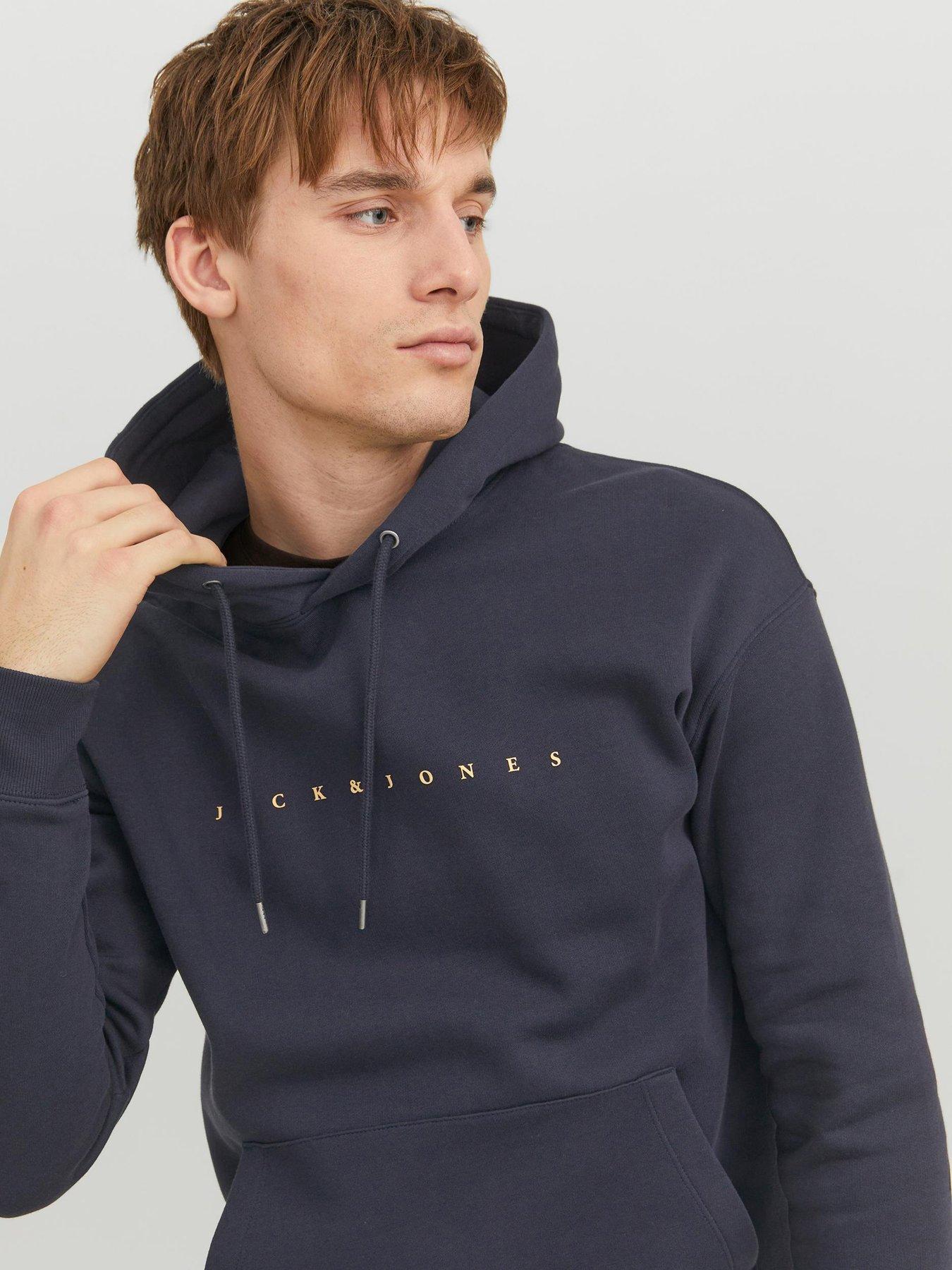 Image 4 of 6 of Jack & Jones Chest Logo Hoodie - Navy