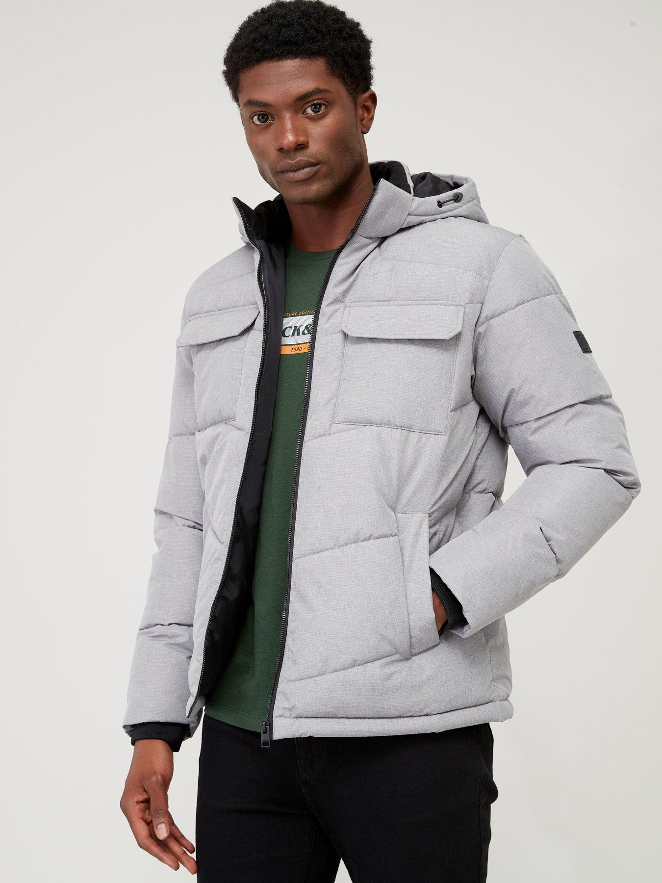 Light grey puffer outlet coat