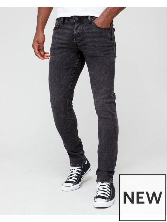 front image of jack-jones-glenn-slim-fit-jeans-black