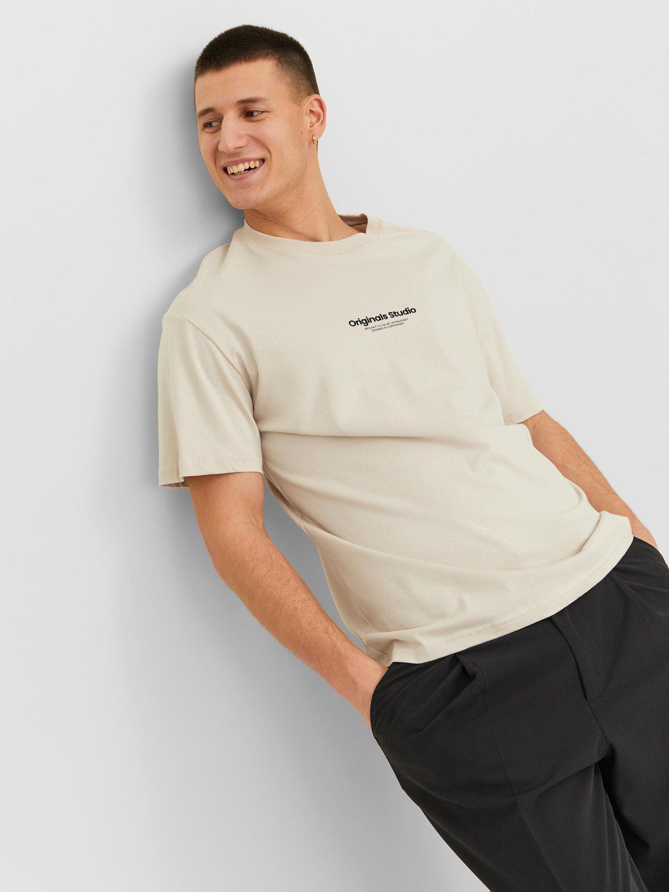 Jack Jones Originals Studio Logo T-Shirt Light Beige Very