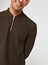  image of jack-jones-jack-amp-jones-premium-long-sleeve-zip-polo-shirt-dark-brown