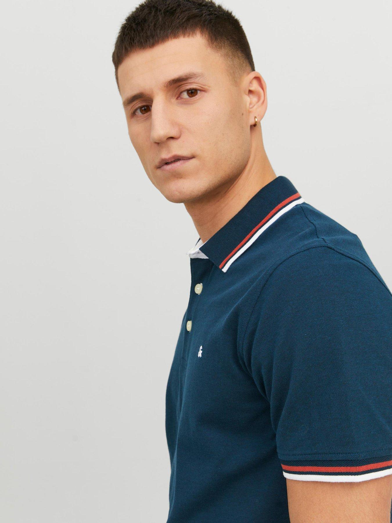 Jack & Jones Jack & Jones Paulos Tipped Polo Shirt - Blue | Very.co.uk