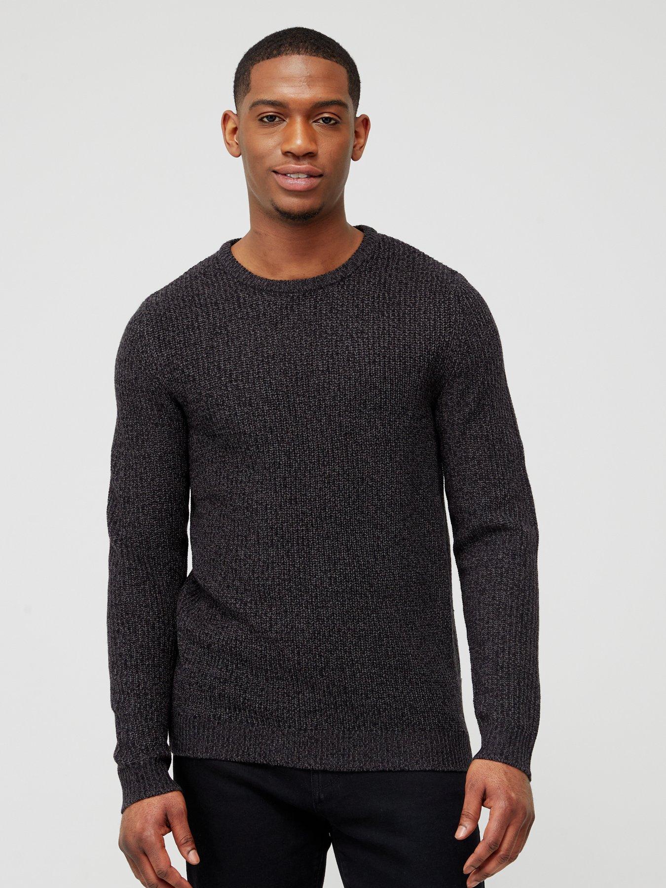 Jack u0026 Jones Crew Neck Knit Jumper - Black | very.co.uk