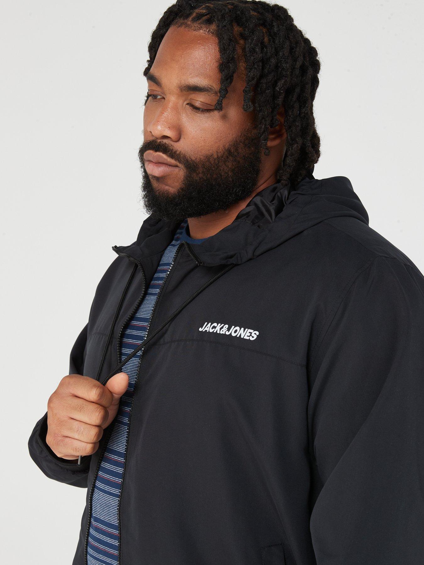 Image 4 of 4 of Jack & Jones Plus Rush Hooded Bomber Jacket - Black