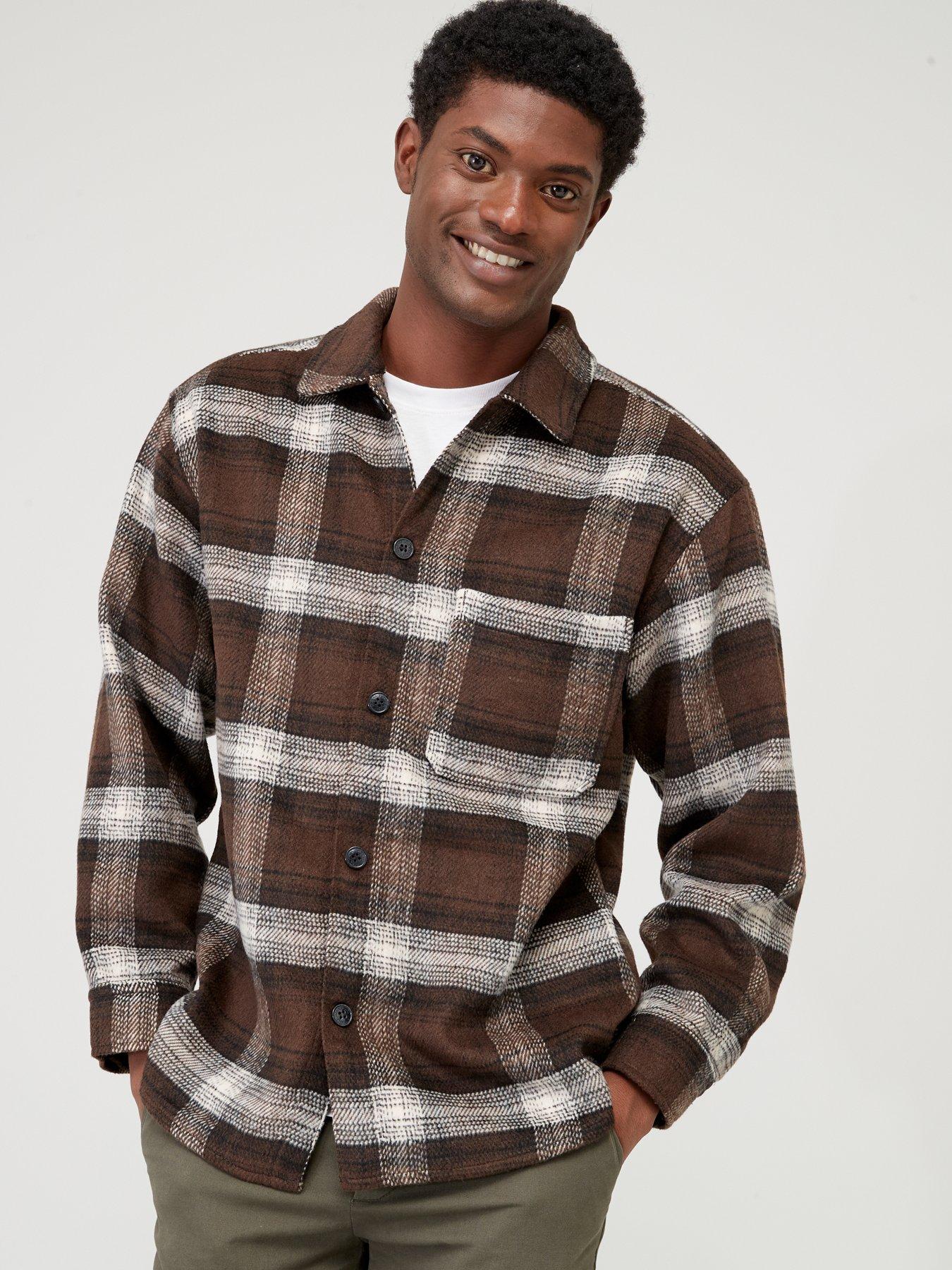 jack-jones-jack-amp-jones-front-pocket-checked-overshirt-dark-brown